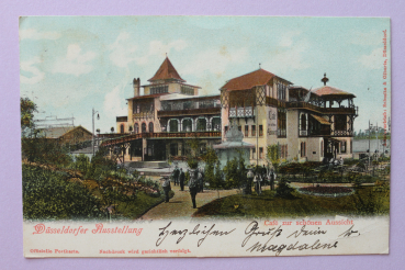 Ansichtskarte AK Düsseldorf 1902 Industrie Gewerbe Ausstellung Cafe zur schönen Aussicht Restaurant Architektur NRW